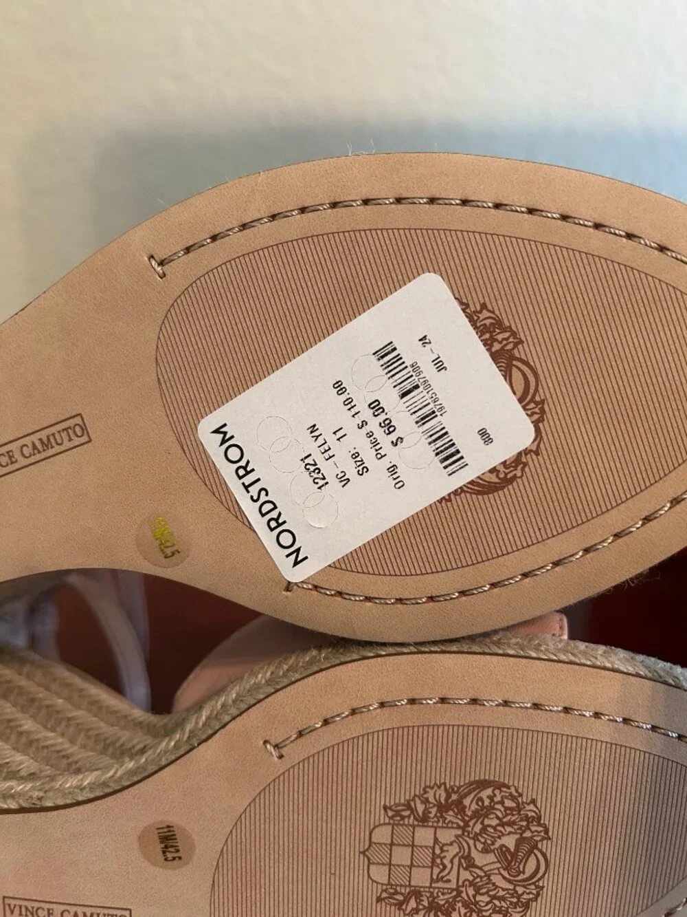 Vince Camuto Felyn Espadrille Wedge Sandal - Pale Peony - Size 11 - NWT